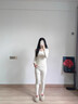 婷美保暖內衣女士美體修身顯瘦秋衣秋褲打底衫內搭無(wú)痕套裝秋冬季 白M 曬單實(shí)拍圖