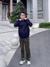 哈吉斯（HAZZYS）男裝 秋冬款簡(jiǎn)約休閑男外套拉鏈開(kāi)衫連帽衛衣男ABTZE0CDX33 深藏青色DN XL （180/100A 50） 曬單實(shí)拍圖