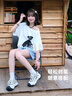 駱駝（CAMEL）檸萌丑萌鞋女運動跑步老爹厚底休閑鞋 L25A202062 米白/黑  38 曬單實拍圖