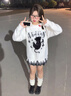 VEOX毛衣女針織衫女2025新款復古小惡魔貓咪做舊提花破洞設計感秋冬季 小惡魔提花 M 95-105 曬單實(shí)拍圖