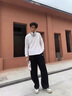 SPAO韓國同款男士休閑直筒褲春秋新款藍帽子小熊重磅衛褲SPWK25SK08LD 黑#SP藍帽子熊-貼布繡 M 曬單實(shí)拍圖