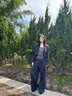艾美琦美（AIMEIQIMEI）大碼女裝胖妹妹秋季2025新款長袖外套打底吊帶休閑長褲女三件套裝 藍色套裝 2XL [建議140-160斤] 曬單實拍圖