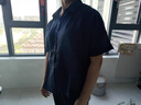 意枕上真絲襯衫上衣女短袖夏新款時尚百搭顯瘦桑蠶絲遮肚T恤 深藍(lán)色 2XL 適合120-130斤 曬單實拍圖