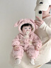 G.DUCKKIDS小黃鴨童裝嬰兒衣服秋冬加絨新生兒連體衣寶寶冬裝棉服毛毛衣外套 杏色 80cm 80碼7-11月(建議寶寶75-)cm 曬單實(shí)拍圖
