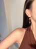 炙真銀樓S925純銀冷琺瑯長(cháng)款流蘇仿珍珠耳鉤女七夕情人節禮物送女朋友老婆 朱瓔凝華耳鉤 925銀 曬單實(shí)拍圖