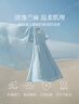 茵曼（INMAN）章若楠同款苧麻女裝娃娃領(lǐng)連衣裙2025春季新品長裙子 淺藍(lán)色 M 曬單實(shí)拍圖