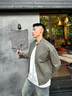 樂(lè)著LEZORA 進(jìn)口全棉雙層油蠟布 vintage復(fù)古水洗立領(lǐng)機(jī)車夾克男 棕色 M 曬單實(shí)拍圖