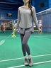 PHIGEER戶(hù)外跑步運動(dòng)套裝女秋季款透氣長(cháng)袖瑜伽服高彈力寬松速干衣健身服 紫色兩件套（咖紫褲） M 【推薦90-108斤】 曬單實(shí)拍圖