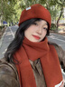 恒源祥100純羊毛圍巾帽子手套女士高檔秋冬季針織保暖套裝禮盒生日禮物 焦糖[帽子+圍巾+手套] 曬單實(shí)拍圖
