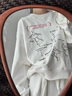 ELEVEN SLEEP秋季原創(chuàng  )芭蕾風(fēng)素描印花衛衣女長(cháng)袖圓領(lǐng)寬松甜美上衣 白色 S 曬單實(shí)拍圖