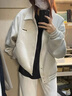 DGOV設計感棒球外套女秋冬2025新款寬松慵懶小個(gè)子夾克字母刺繡外套女 灰色 不加絨 S 80-95斤 曬單實(shí)拍圖