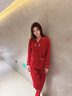 貓人睡衣情侶裝一男一女夫妻兩件套紅色純棉長(cháng)袖結婚本命年春秋家居服 地久天長(cháng) 【100％純棉】 L 女 【推薦100-120斤】 曬單實(shí)拍圖