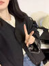 塔馳密司 TOUCH MISS高級感腰果花內(nèi)襯拼接風(fēng)衣外套女春秋季歐貨大版無領(lǐng)衣 黑色 L 曬單實(shí)拍圖