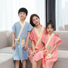 映季純棉紗布浴袍式浴巾女士可穿浴裙寶寶兒童母親子洗澡裹巾浴衣睡袍 太陽(yáng)花 成人身高尺寸135-168cm 曬單實(shí)拍圖