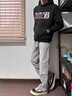 魯雅爾美式高街痞帥牛仔褲男秋季cleanfit潮流百搭長(zhǎng)褲子潮牌垂感休閑褲 灰色 XL 曬單實(shí)拍圖