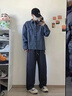 MMOPTOP美式潮牌休閑褲子秋季男寬松百搭顯高透氣闊腿褲MXXK60深蘭XL 曬單實拍圖
