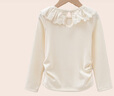 瑪米瑪卡（MOMOCO）女童內搭打底衫春秋款洋氣花邊領(lǐng)打底衫 白杏色 110 曬單實(shí)拍圖