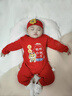 迪士尼（Disney）嬰兒連體衣夏季滿(mǎn)月一百天周歲寶寶衣服男孩紅色百日宴棉女套裝 長(cháng)袖大紅套頭茁壯成長(cháng) 不含帽子 73cm (13-17斤內) 曬單實(shí)拍圖