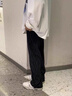 VUUG格紋美式潮牌男秋季寬松大碼休閑褲男生青年褲子 XL 黑色（長(zhǎng)褲） 曬單實(shí)拍圖