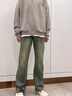 棉之雪牛仔褲男款2025新款春秋款直筒微喇男生美式高街潮牌痞帥炸街褲子 復古藍 XL 【163CM-170CM】 曬單實(shí)拍圖