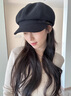JEEP貝雷帽女時尚前進帽八角帽秋冬新款洋氣報童帽大頭圍韓版鴨舌帽黑 黑色 曬單實拍圖