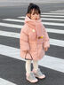 G.DUCKKIDS女寶寶新款冬季羽絨服兒童韓版洋氣中長(cháng)款白鴨絨外套小童冬裝棉襖 粉色 110 cm 曬單實(shí)拍圖