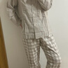 無(wú)印良品（MUJI） 女式 無(wú)側縫雙層紗織睡衣女士家居服春秋純棉條紋格紋長(cháng)袖 女款 淺米色格紋 M (上裝160/84A下裝160/66A) 曬單實(shí)拍圖