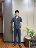 貓人夏季純棉睡衣男士短袖睡褲100%全棉春秋家居服套裝三件套 藏青三件套 【100%純棉】 XL 【175-182cm/155-175斤】 曬單實拍圖