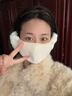 KINGXIAOJING德國口罩冬天防風(fēng)防寒保暖耳罩女冬季加絨護耳二合一面罩面紗耳套 米白色【主圖色】 曬單實(shí)拍圖