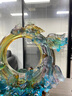 梟庭閣琉璃魚(yú)擺件家居飾品工藝品新婚禮物金玉滿(mǎn)堂新房禮品現代中式 小號含底座 曬單實(shí)拍圖