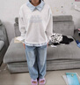 諾佳微淇女童春秋套裝2025新款中大童兒童洋氣海軍領(lǐng)衣服牛仔闊腿褲兩件套 白色【兩件套】 160 碼 曬單實(shí)拍圖