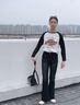 女童微喇褲子春秋款2025新款女孩大童超好看高腰牛仔褲兒童喇叭褲 黑色 160 曬單實(shí)拍圖