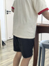 唐獅男童夏季冰感短褲彈力透氣運動(dòng)速干褲 黑色 150 曬單實(shí)拍圖