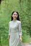 逸紅顔（E.Beauty）青靈2025秋季新品高級感新中式輕國風長袖旗袍連衣裙 灰豆綠 XL 曬單實拍圖