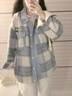 蕓蕁外套女2025新款小個(gè)子感女生春秋季外套小香風(fēng)氣質(zhì)顯瘦格紋毛呢夾 天藍色 天藍色夾克毛呢 M 曬單實(shí)拍圖