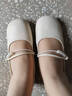 達芙妮（DAPHNE）淺口單鞋女法式平底氣質(zhì)瑪麗珍鞋時(shí)尚軟底百搭粗跟女鞋 米色  37  曬單實(shí)拍圖