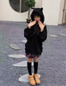 女童秋裝衛衣兒童2025新款春秋潮酷韓系穿搭女孩洋氣時(shí)髦上衣童裝 黑色衛衣 150 曬單實(shí)拍圖