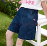 茵曼女童牛仔短褲愛(ài)心小標裝飾2025夏季兒童中大童寬松透氣五分褲 深藍色 130 曬單實(shí)拍圖