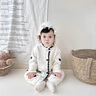 班喜迪嬰兒衣服秋裝嬰幼兒連體衣女寶寶外出爬服春秋季針織毛衣公主哈衣 米色 90cm 曬單實(shí)拍圖
