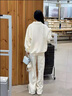 Lee Srtroi假兩件衛衣長(cháng)褲套裝男女2025春秋新品POLO領(lǐng)休閑一套情侶大碼衣服 杏色套裝 XL （建議135-155斤） 曬單實(shí)拍圖