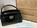 CHARLES&KEITH鱷魚(yú)紋凱莉包手提斜挎婚包包女包生日禮物CK2-50270880-1 Black黑色 S 曬單實(shí)拍圖