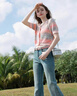 DGOV小香風(fēng)撞色扎染v領(lǐng)短袖針織衫女夏季開衫外套設(shè)計(jì)感寬松短款上衣 白色 均碼 （建議70-120斤） 曬單實(shí)拍圖
