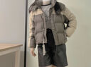 雪中飛 SNOW FLYING撞色羽絨服女士短款2025新款戶(hù)外時(shí)尚百搭面包服拼接保暖冬季外套 灰褐咖 S 155（100斤以?xún)龋?曬單實(shí)拍圖
