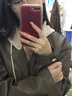 艾方鳥(niǎo)胖妹妹加肥加大碼皮衣外套女短款春秋假兩件連帽休閑復古機車(chē)服 深棕色 XXL (建議140-160斤) 曬單實(shí)拍圖