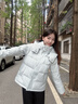 雅鹿短款羽絨服女2025秋冬新款休閑外套連帽可拆石墨烯保暖時尚 冰河藍 S 建議90-105斤 曬單實拍圖