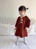 班喜迪女童連衣裙秋裝2025新款女寶寶公主裙周歲禮服兒童毛衣裙子春秋季 紅色 90 曬單實(shí)拍圖