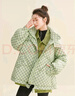 康博秋冬新款時(shí)尚前沿棋盤格加厚羽絨服女外套鴨絨 綠色 S (85-110斤） 曬單實(shí)拍圖