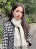 唐獅（TonLion）羊毛圍巾女款秋冬季韓版純色圍脖保暖披肩生日禮物送女生禮盒裝 米色 曬單實(shí)拍圖