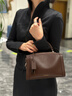 ESUNARTY真皮枕頭波士頓包包女士2026新款手提包高級感通勤斜挎包生日禮物 檀棕色【植鞣頭層牛皮】 曬單實(shí)拍圖