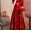 塞德勒（SAIDELE）新中式敬酒服新娘酒紅色旗袍改良簡(jiǎn)約秀禾服中袖結(jié)婚服訂婚連衣裙 酒紅色 XL (建議116-125斤) 曬單實(shí)拍圖